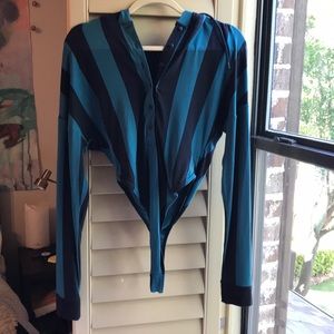 Out From Under blue & black striped body suit